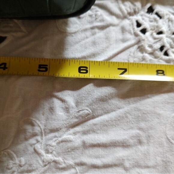 Green Croc Embossed Leather Satchel Shoulder Statement Bag. Quiet Luxury. - Picture 8 of 11